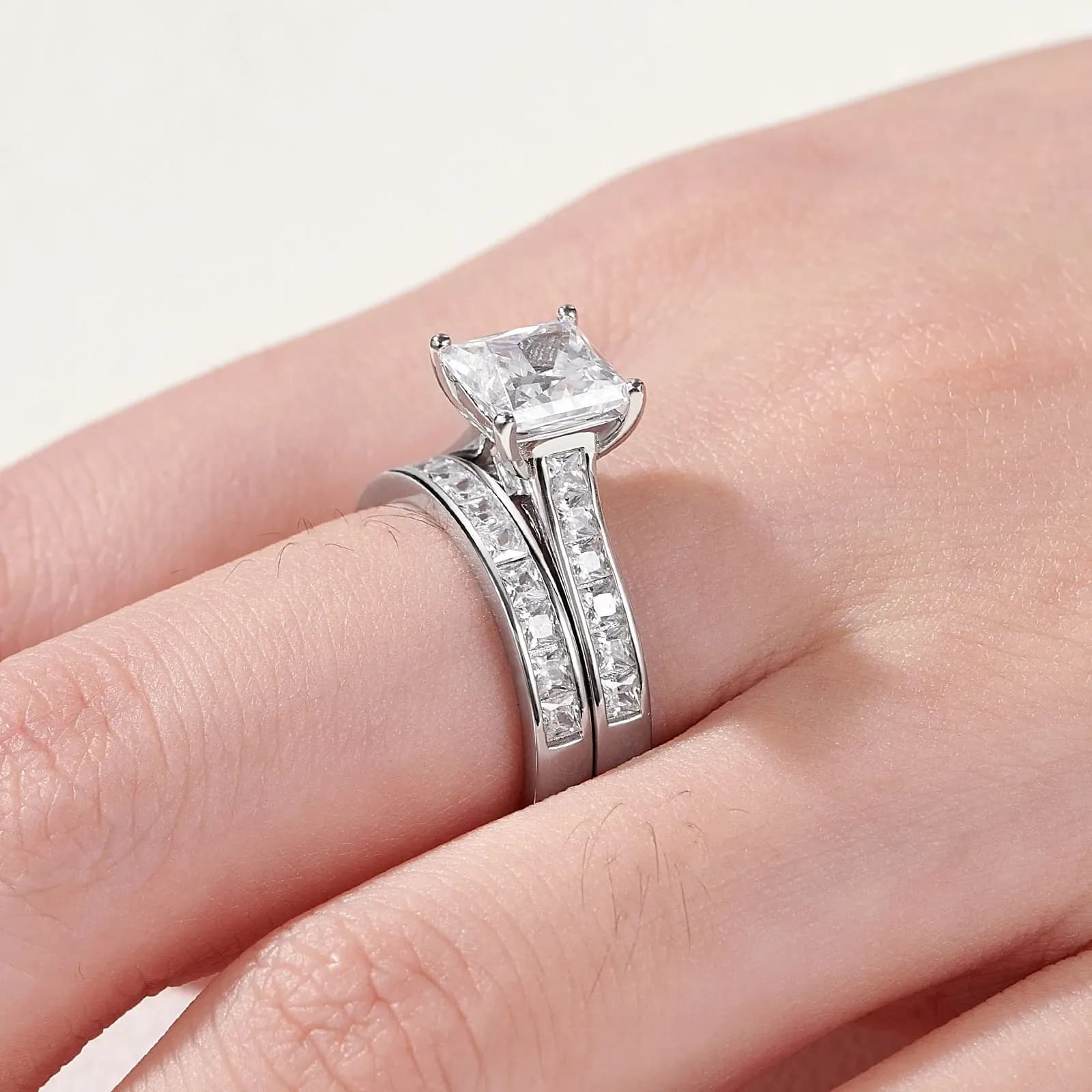 Zertifiziertes Moissanit-Brautschmuck-Set aus 925er Silber von Newshe