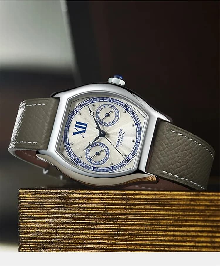 FARASUTE Herren-Quarzuhr mit Tonneau-Gehäuse und Saphirglas