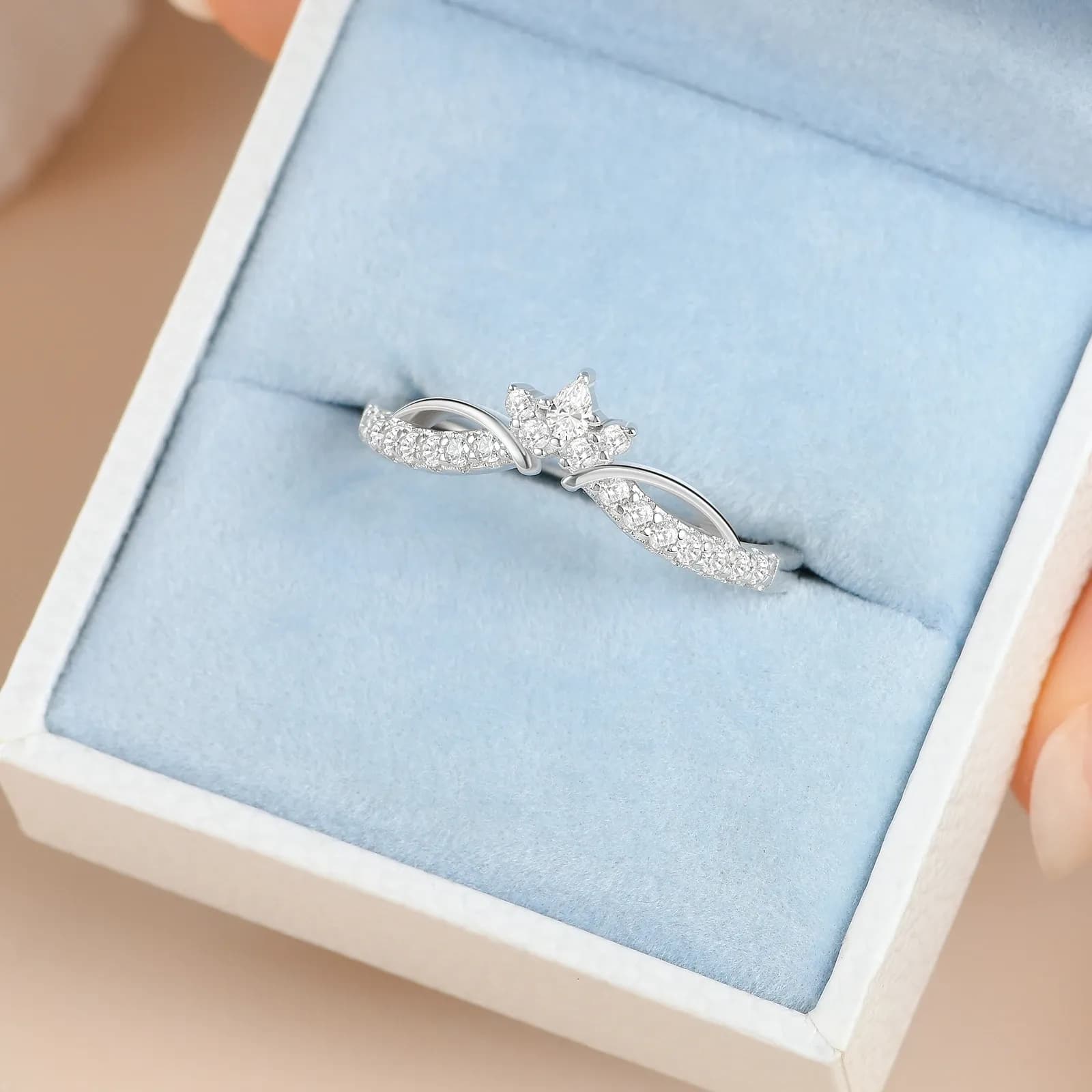 Newshe Moissanit-Brautband aus 925er Silber mit Kronenprofil