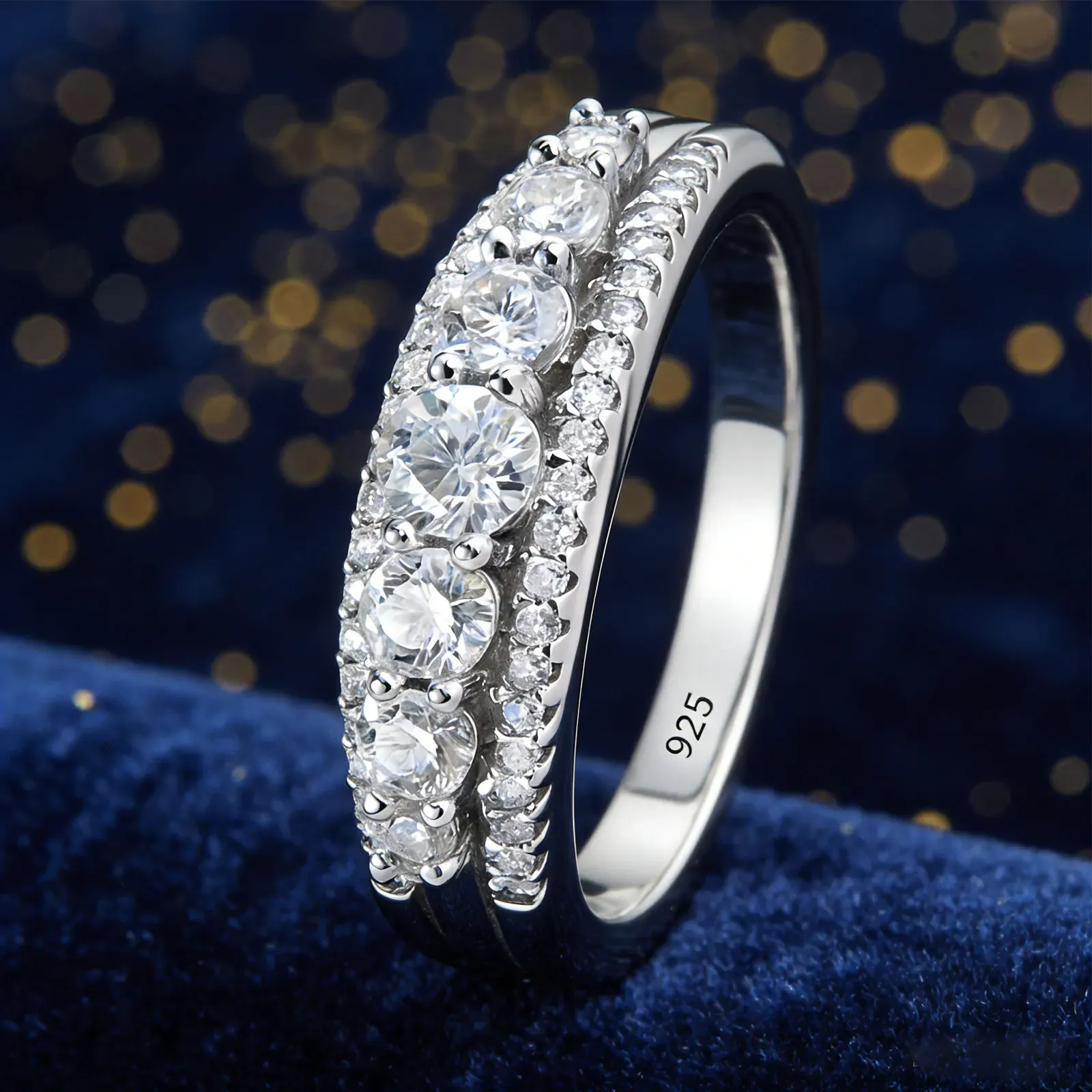 Moissanit-Eternity-Ring aus 925er Silber von Newshe