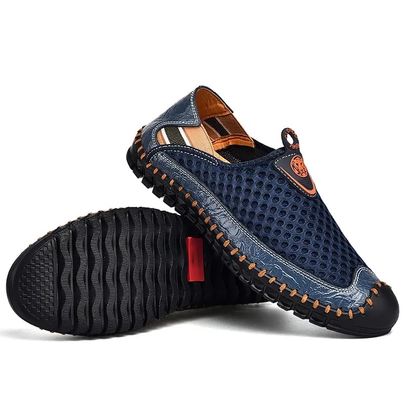 Atmungsaktive Herren-Slipper mit rutschfester Gummisohle