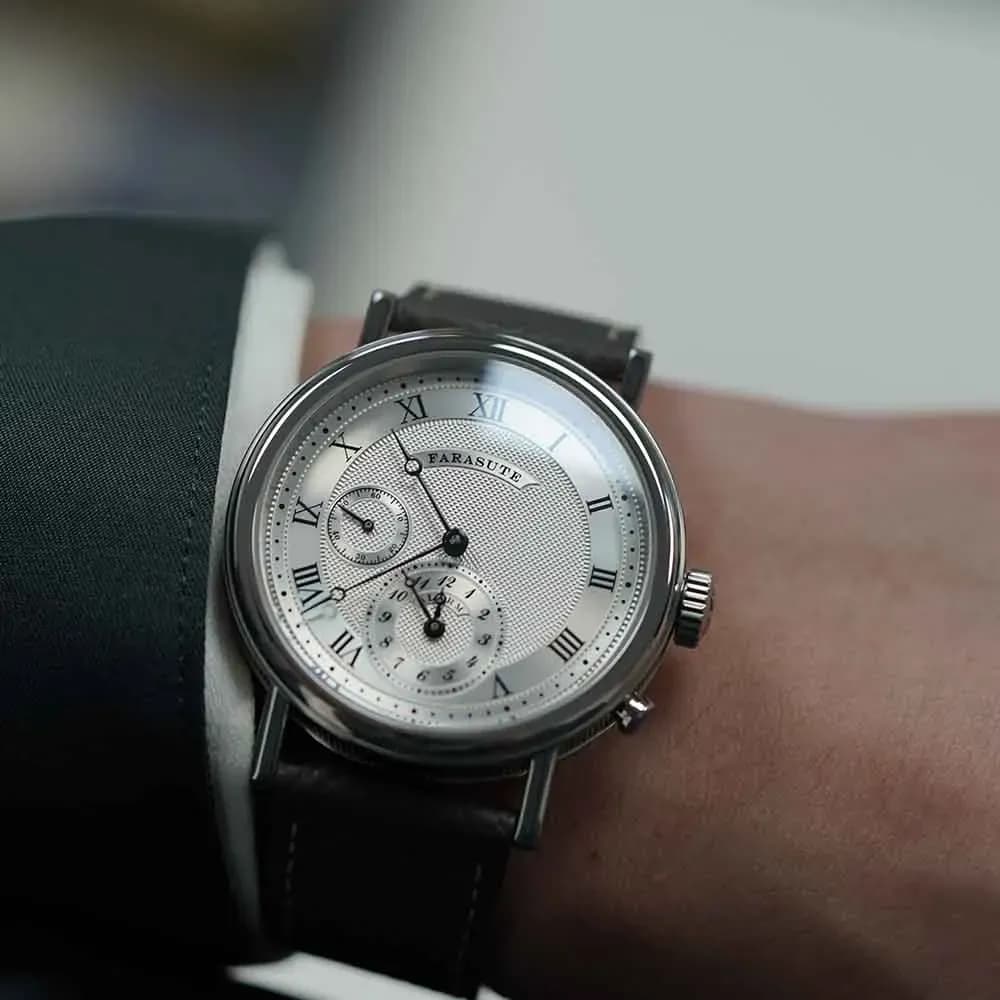 FARASUTE Retro-Luxus-Quarzuhr mit Alarm und Saphirglas