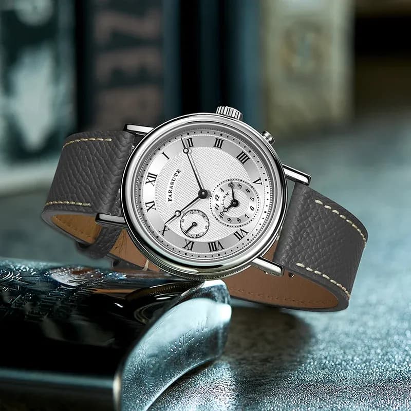 FARASUTE Retro-Luxus-Quarzuhr mit Alarm und Saphirglas
