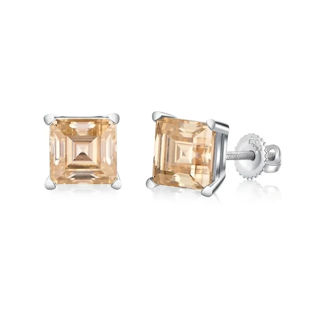 925er Silber-Ohrstecker mit gelbem Moissanit