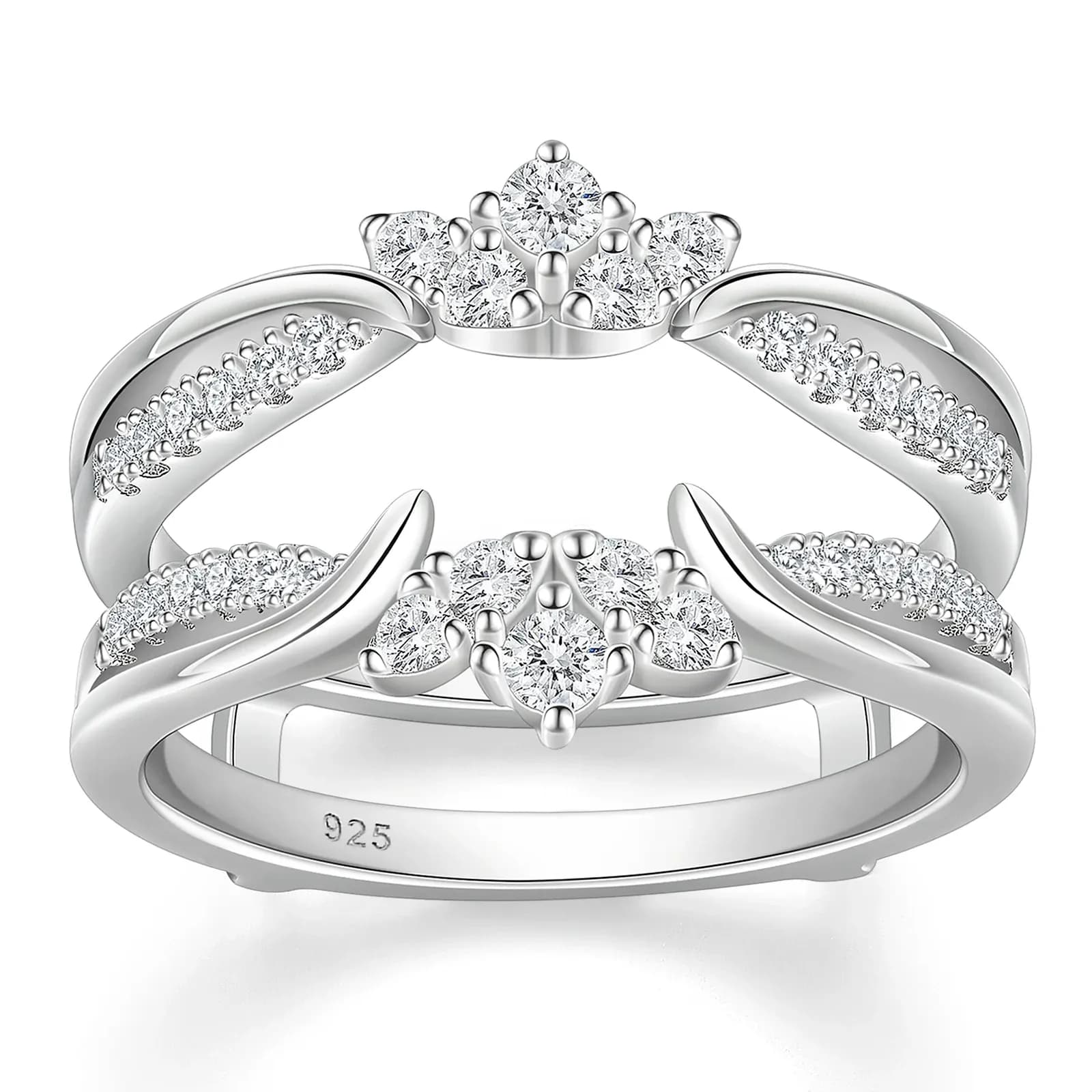 Moissanit-Ring-Enhancer aus 925er Silber mit Kronenprofil