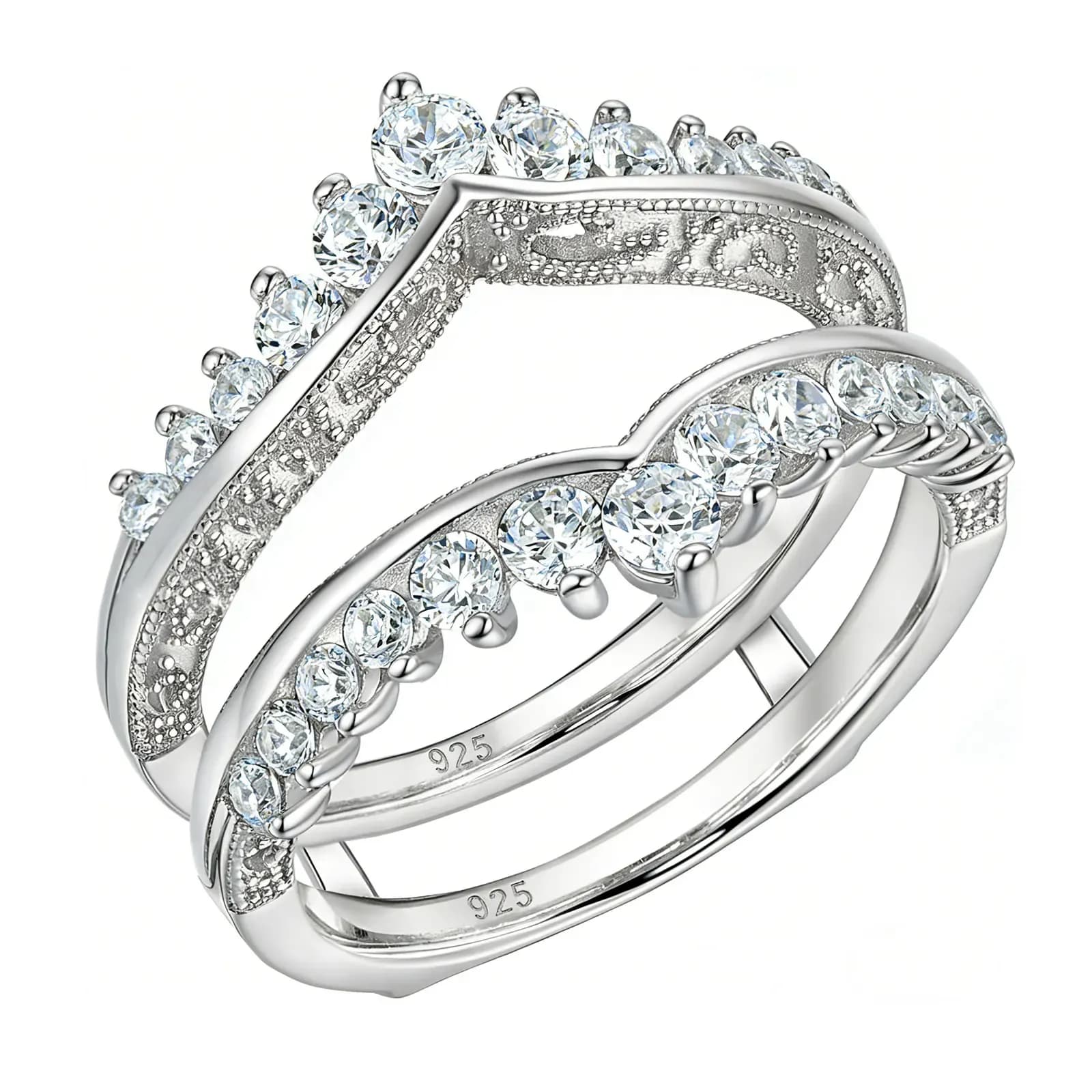Zertifiziertes 925er Silber-Brautset mit Rundzirkonia