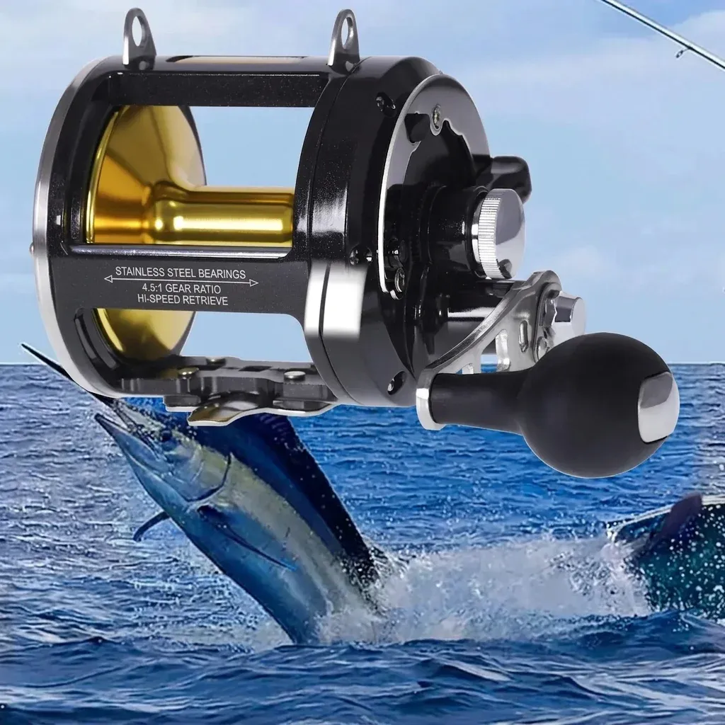 Vollaluminium-Trollingrolle mit 30-kg-Bremse