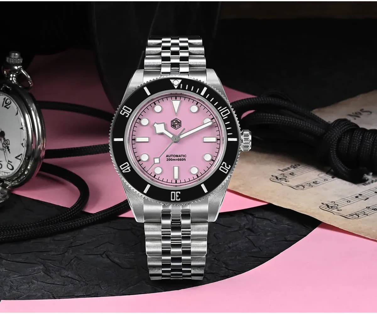 San Martin 40 mm Pink Diver-Automatikuhr mit Saphirglas