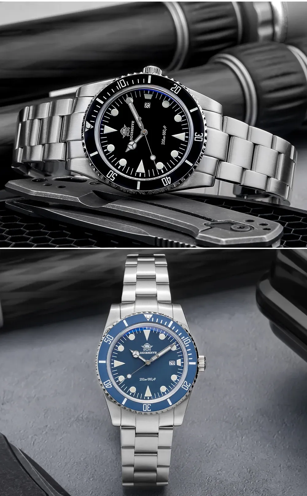 ADDIESDIVE 39-mm Stahl-Taucheruhr mit BGW9-Leuchtmasse