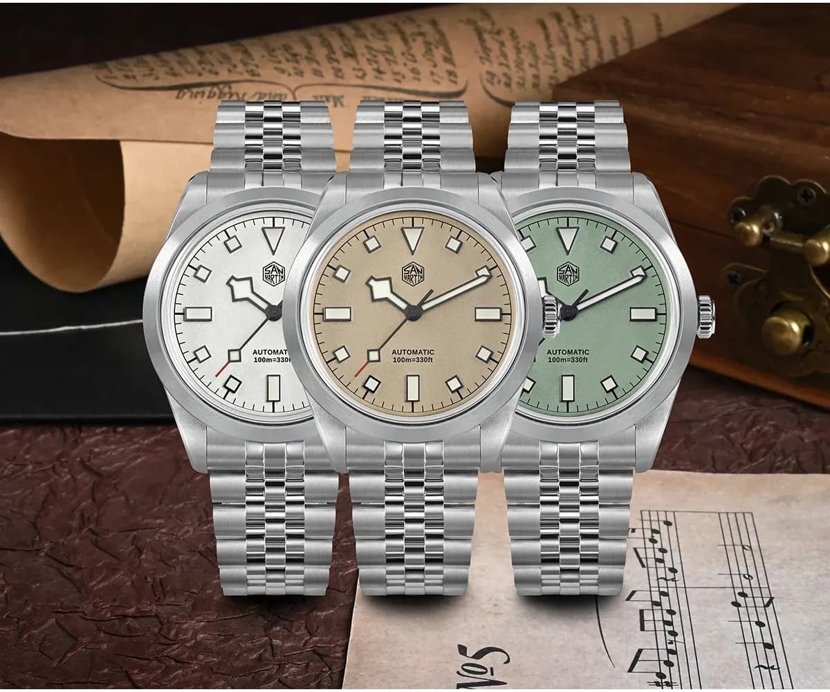 San Martin 38-mm Automatik-Sportuhr mit Saphirglas und BGW-9-Leuchtmasse