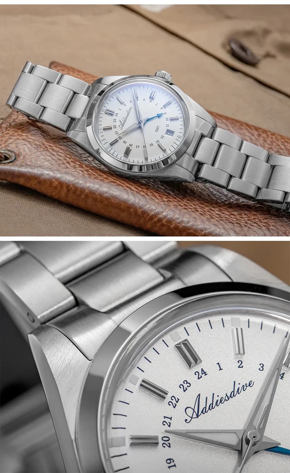 ADDIESDIVE 36-mm GMT-Quarzuhr aus Edelstahl mit BGW9-Leuchtmasse