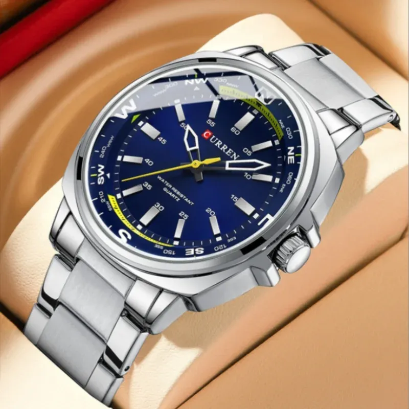 CURREN 8455 Herren-Quarzuhr mit Edelstahlband und schlichtem Business-Look