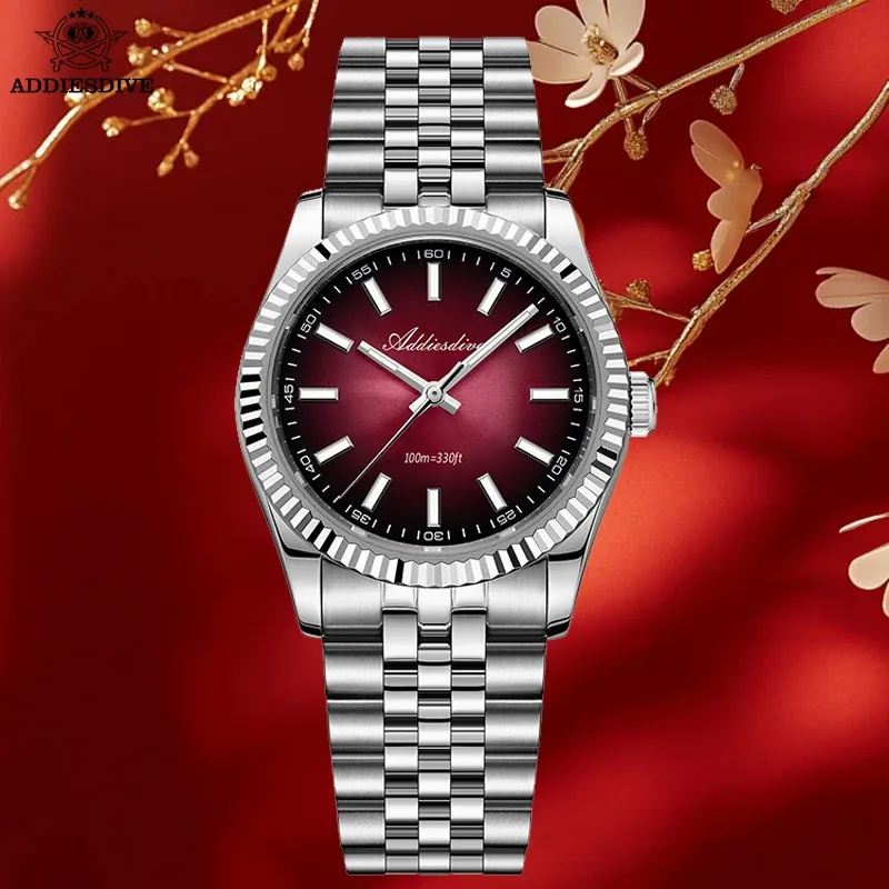 ADDIESDIVE AD2073 36-mm Dress-Quarzuhr aus Stahl mit Saphirglas