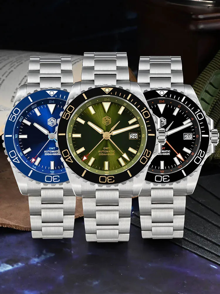 San Martin 39-mm GMT-Diver mit Enamel-Zifferblatt