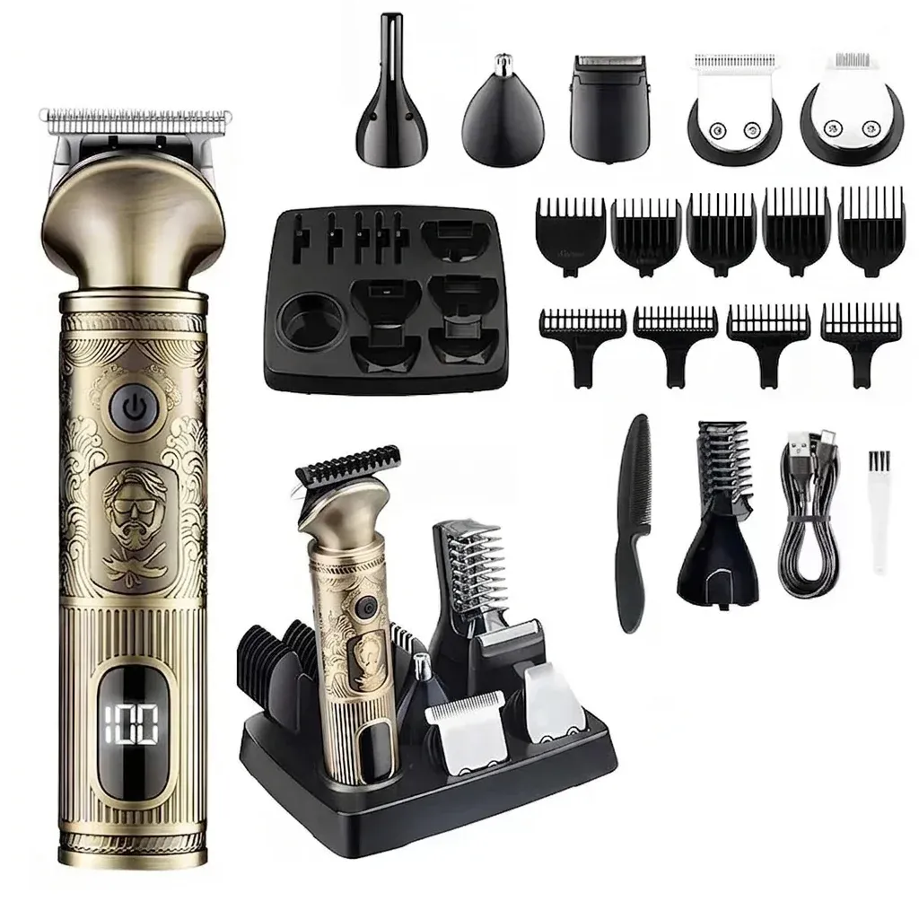 Kemei Haarschneideset mit Aufsätzen frontal