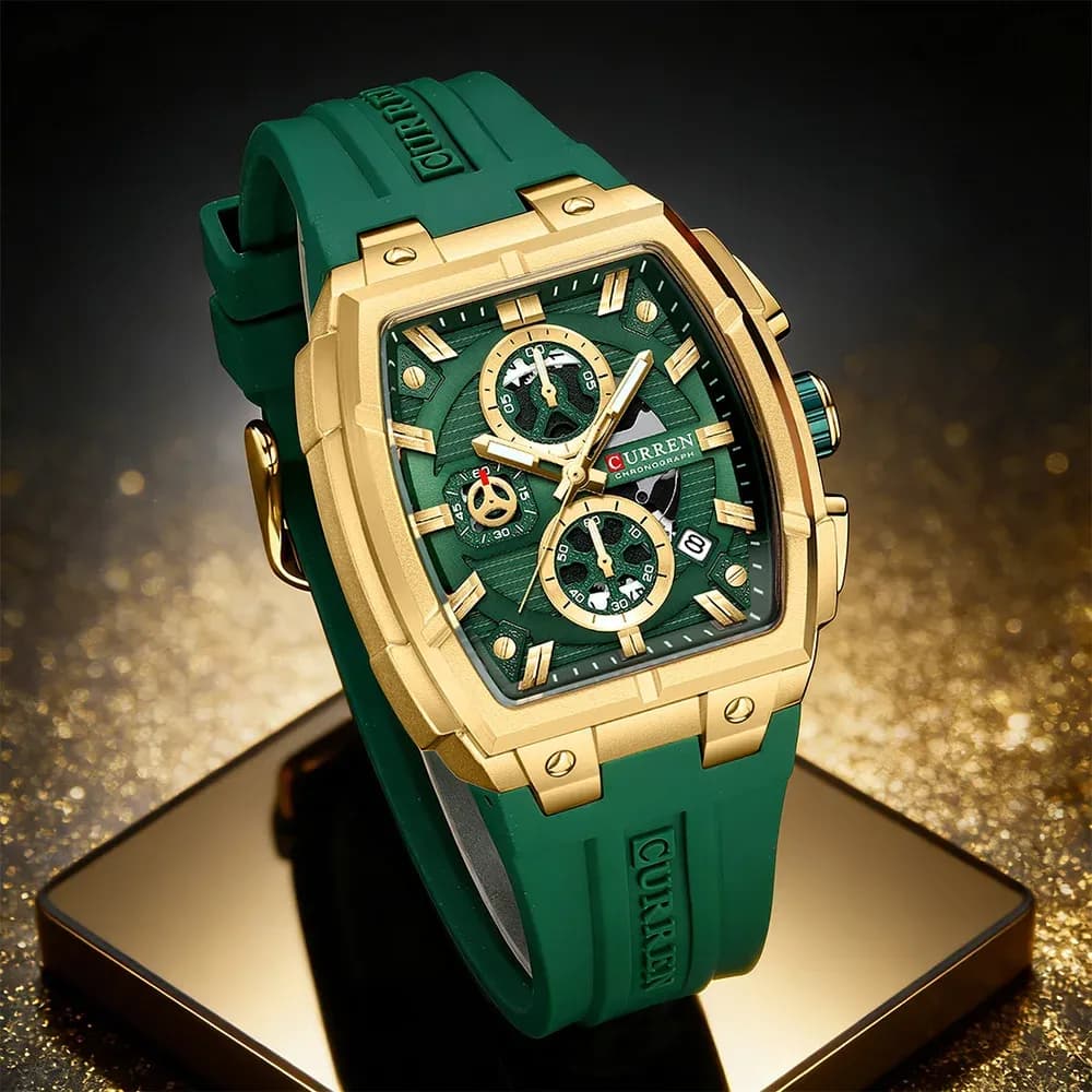 CURREN Vintage Chronograph Herrenuhr mit Silikonband