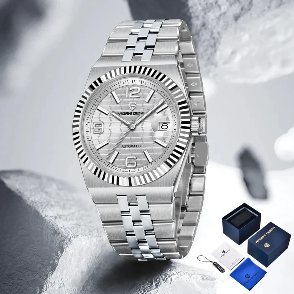 PAGANI DESIGN Retro-Automatikuhr mit Saphirglas und Kalender