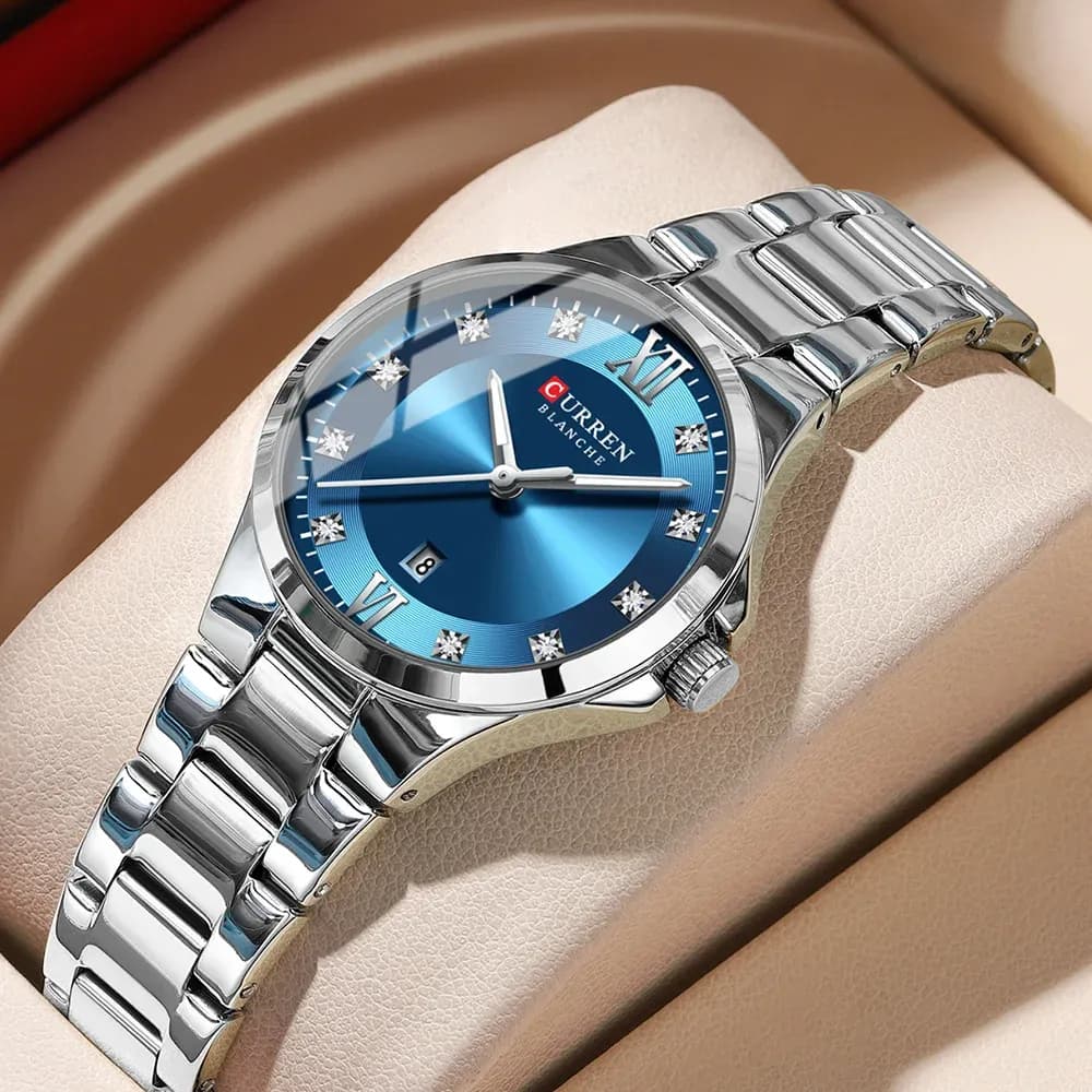 CURREN Damen-Quarzuhr aus Edelstahl mit Lumenzeigern