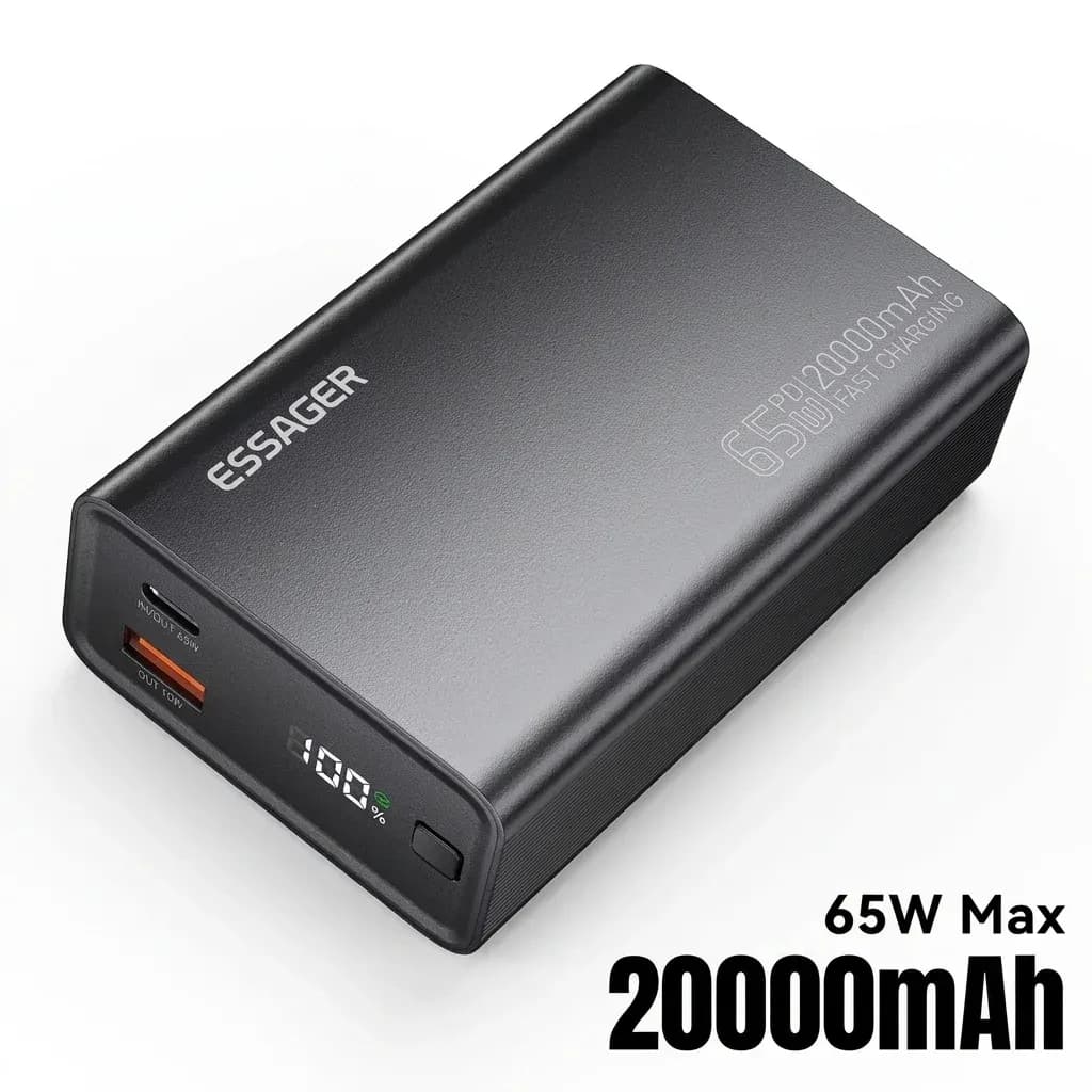 ESSAGER 20.000-mAh Powerbank mit 65-W-PD und Display