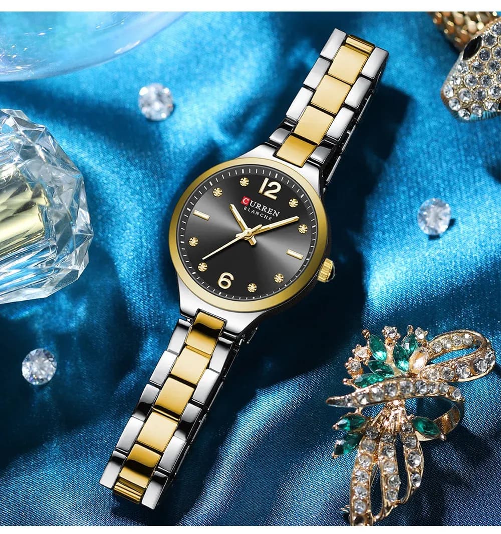 CURREN Damen-Quarzuhr mit schlankem Edelstahlarmband