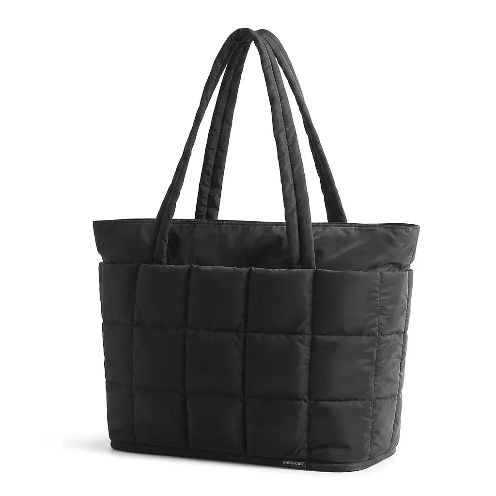 BAGSMART gesteppte schwarze Reisetasche frontal