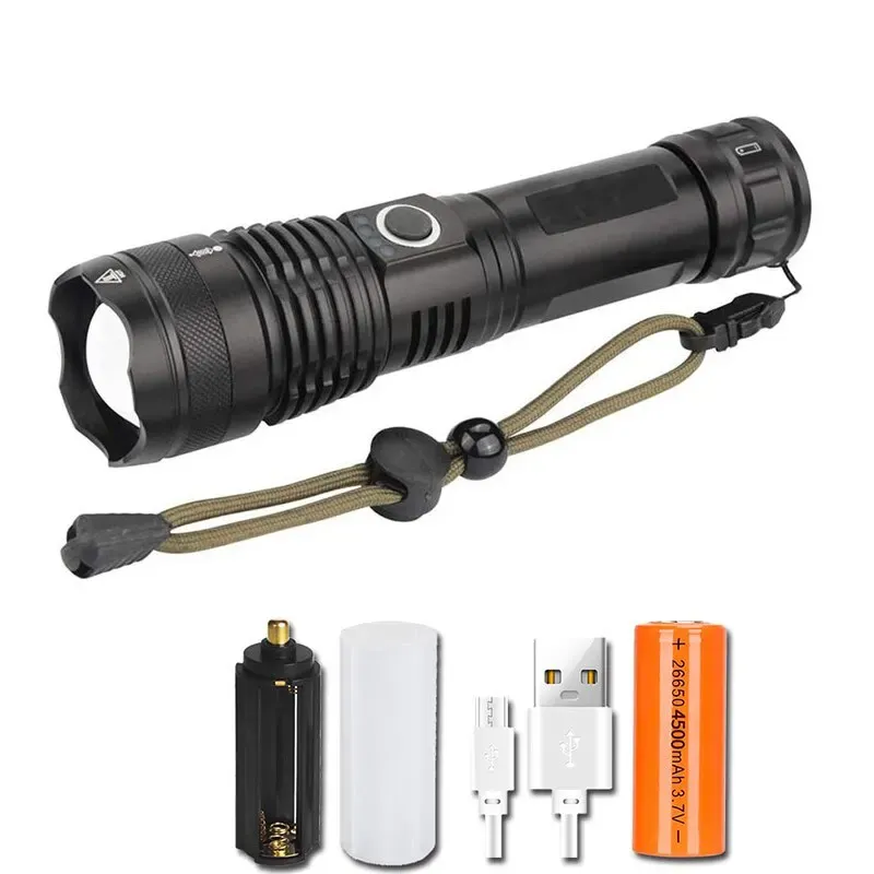 XHP70 LED-Taschenlampe mit Zoom und USB-Ladung
