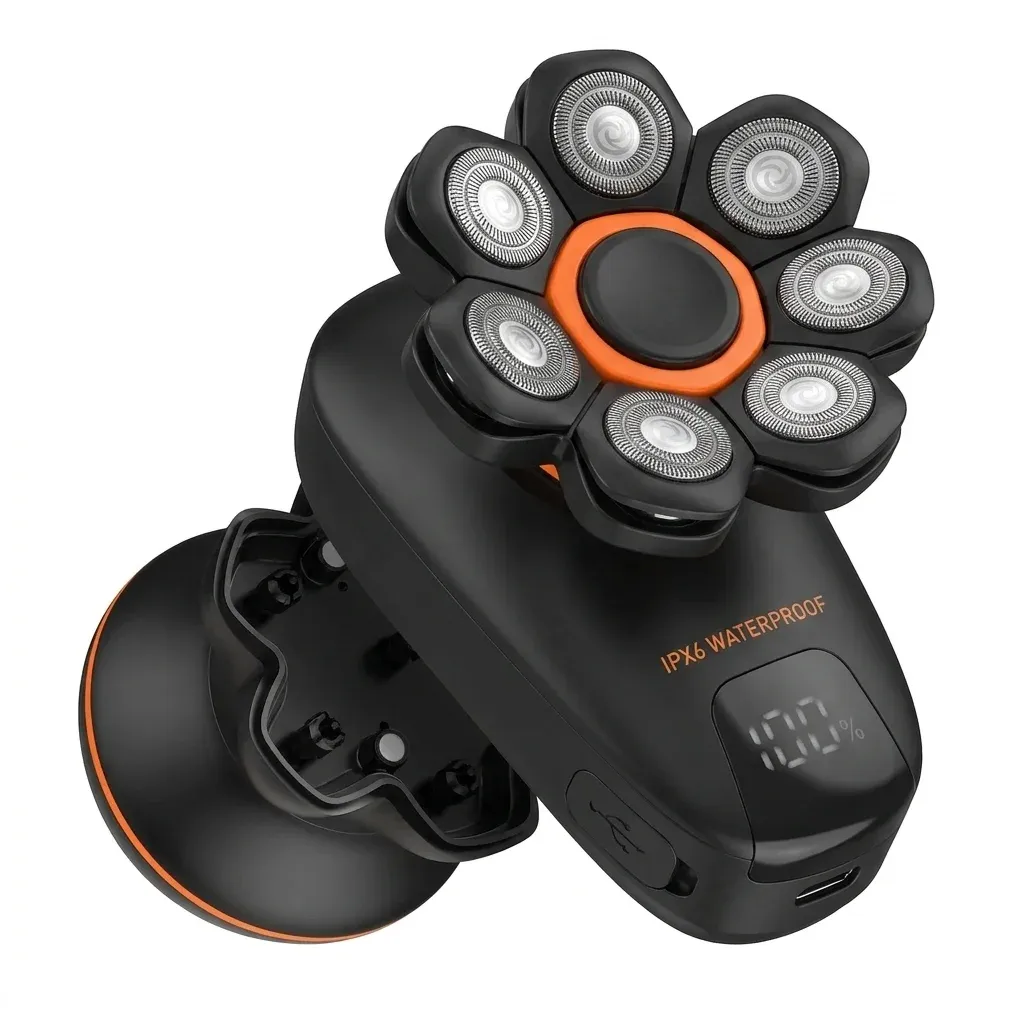 MAXGROOM 7D Rotationsrasierer schwarz orange