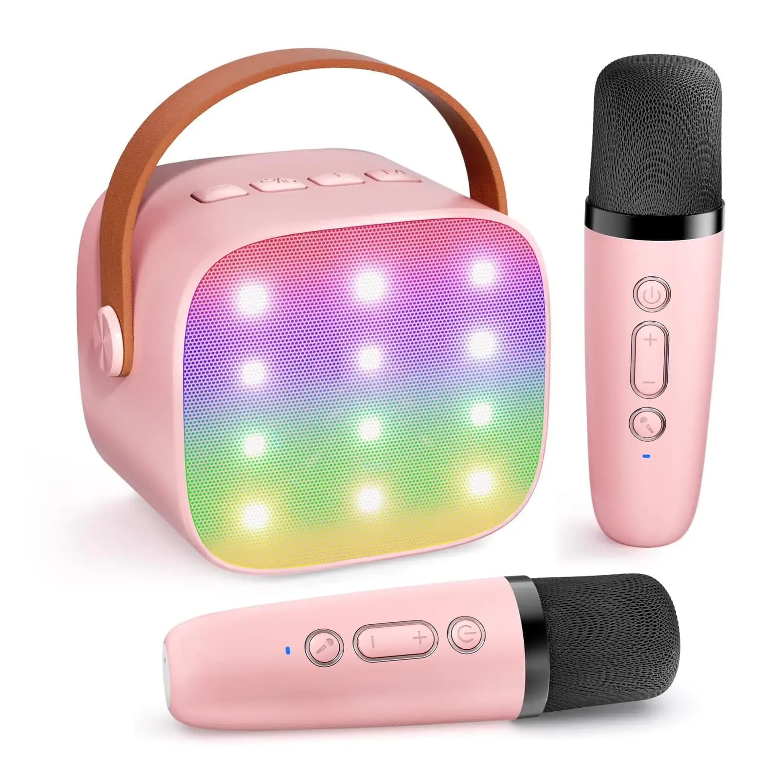Haomuren Mini-Karaoke-Set mit Bluetooth 5.3 und 2 Funkmikrofonen