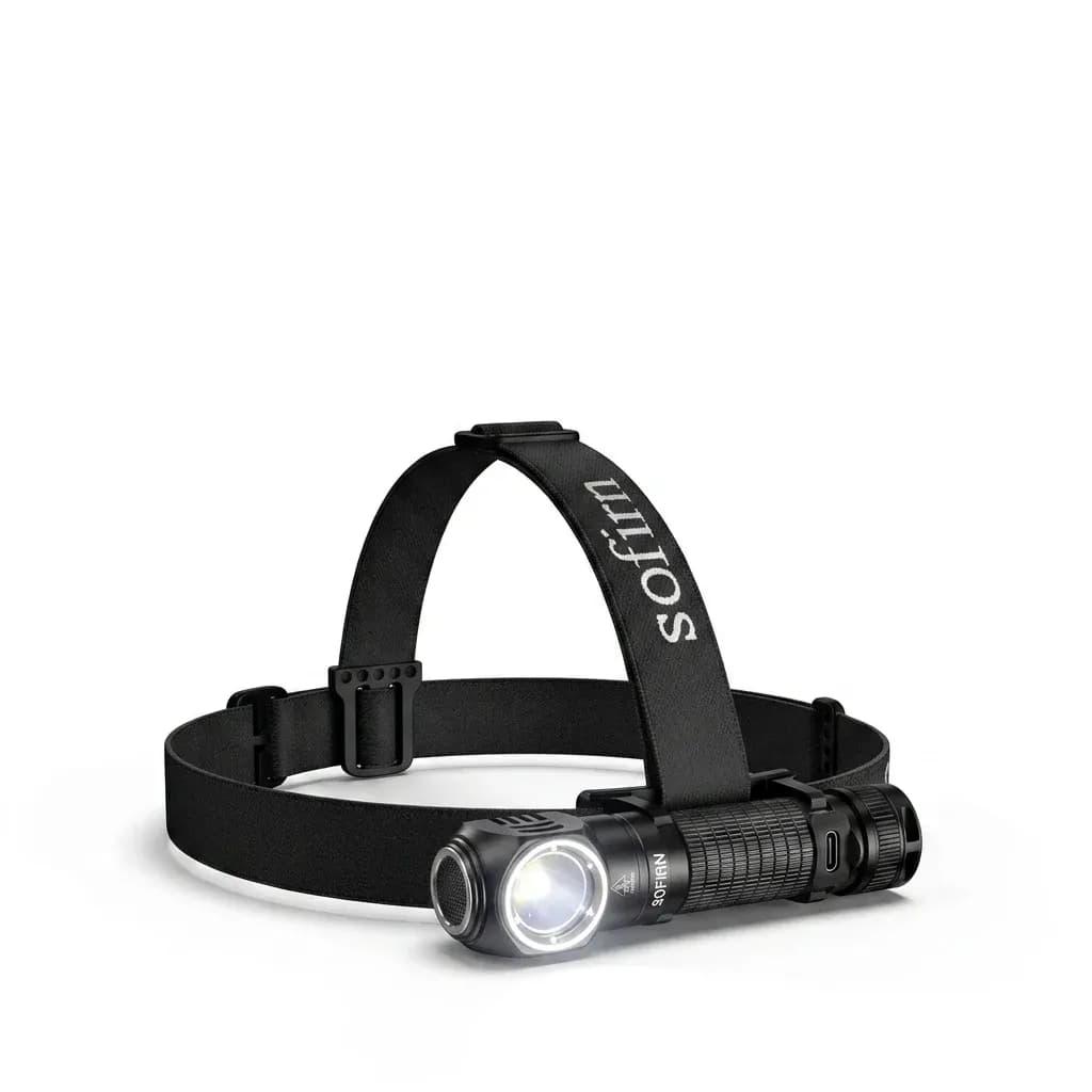 Sofirn HS45 schwarze Stirnlampe im Studio