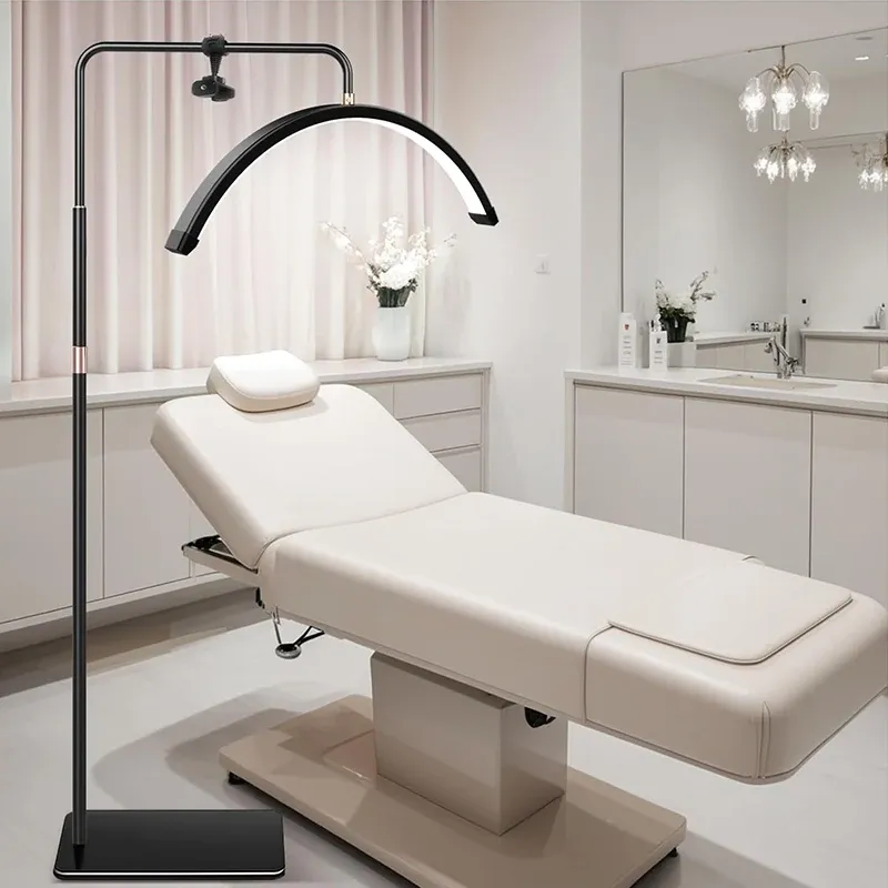 U-förmige LED-Beauty-Lampe mit Standfuß und Dimmer