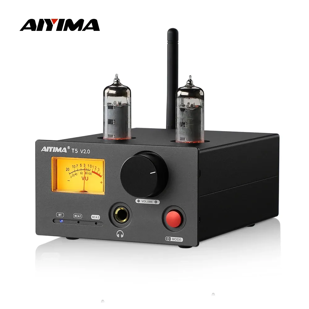 AIYIMA T5 V2.0 Röhren-Bluetooth-Verstärker mit VU-Meter