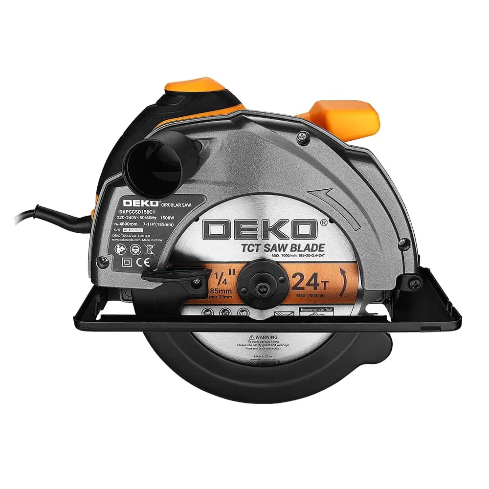 DEKO 1500W Handkreissäge mit 185-mm-Sägeblatt und Zusatzgriff