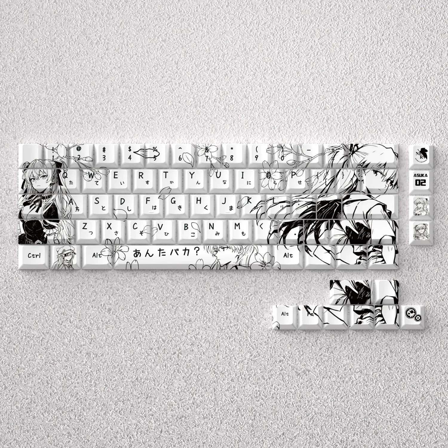 Asuka Anime-PBT-Keycaps für AULA F75, 73/98 Tasten
