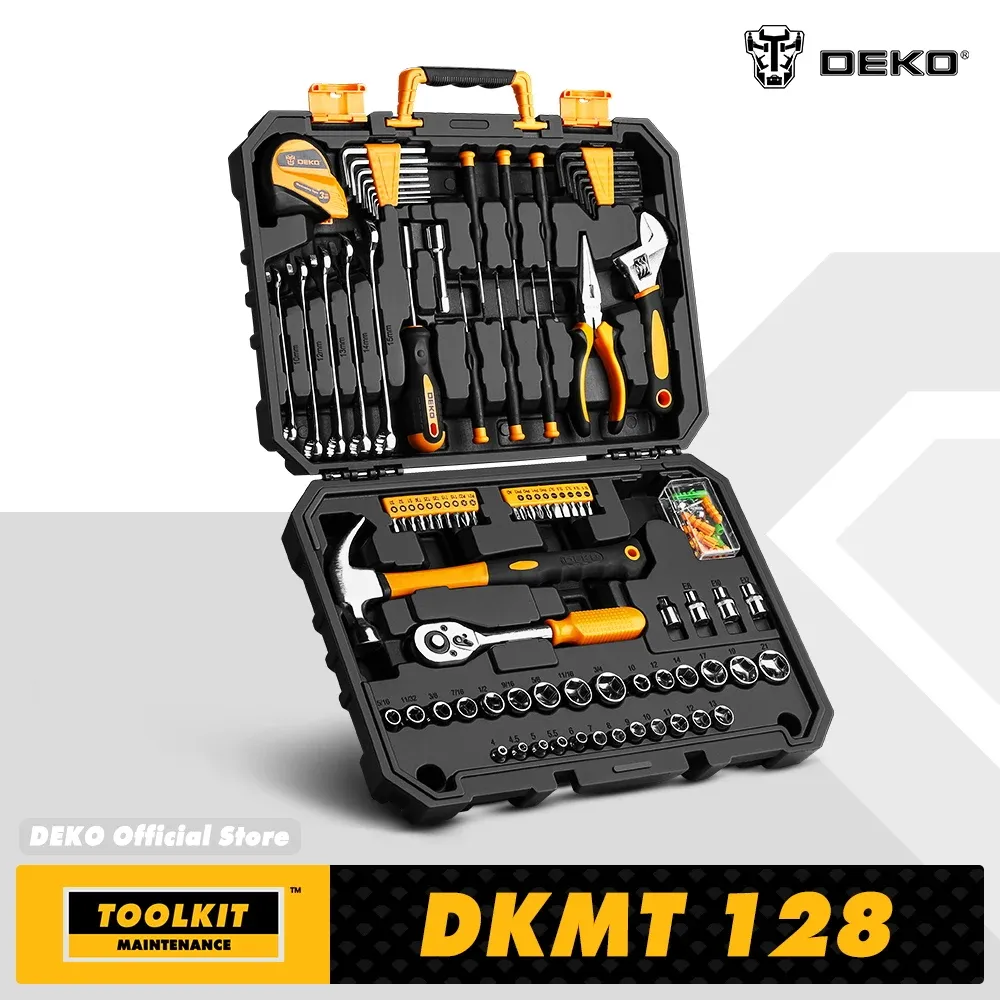 DEKO Haushalts- und Auto-Werkzeugkoffer mit 128/196 Teilen