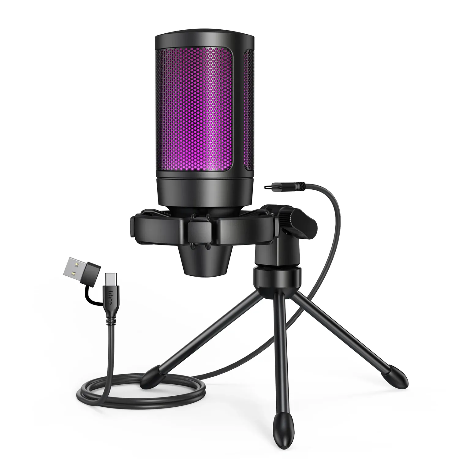 FIFINE AmpliGame A2 USB-Gaming-Mikrofon mit RGB und Stummschaltung