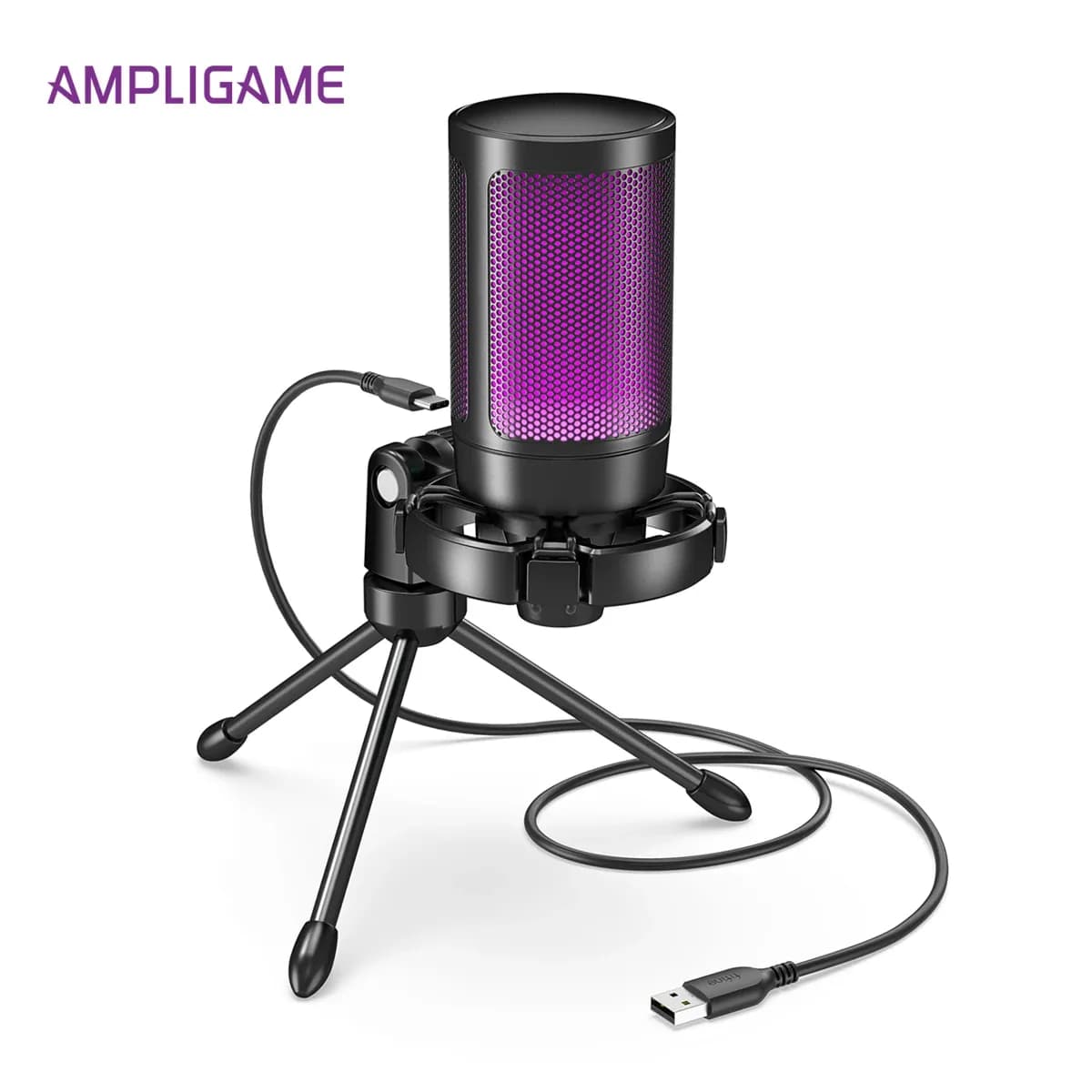 FIFINE AmpliGame RGB USB-Gaming-Mikrofon mit Stummschaltung