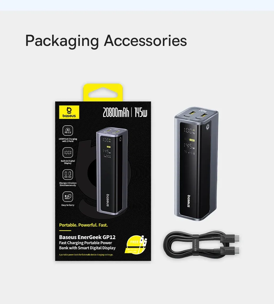 Baseus EnerGeek 145W Powerbank mit 20.800 mAh und Display