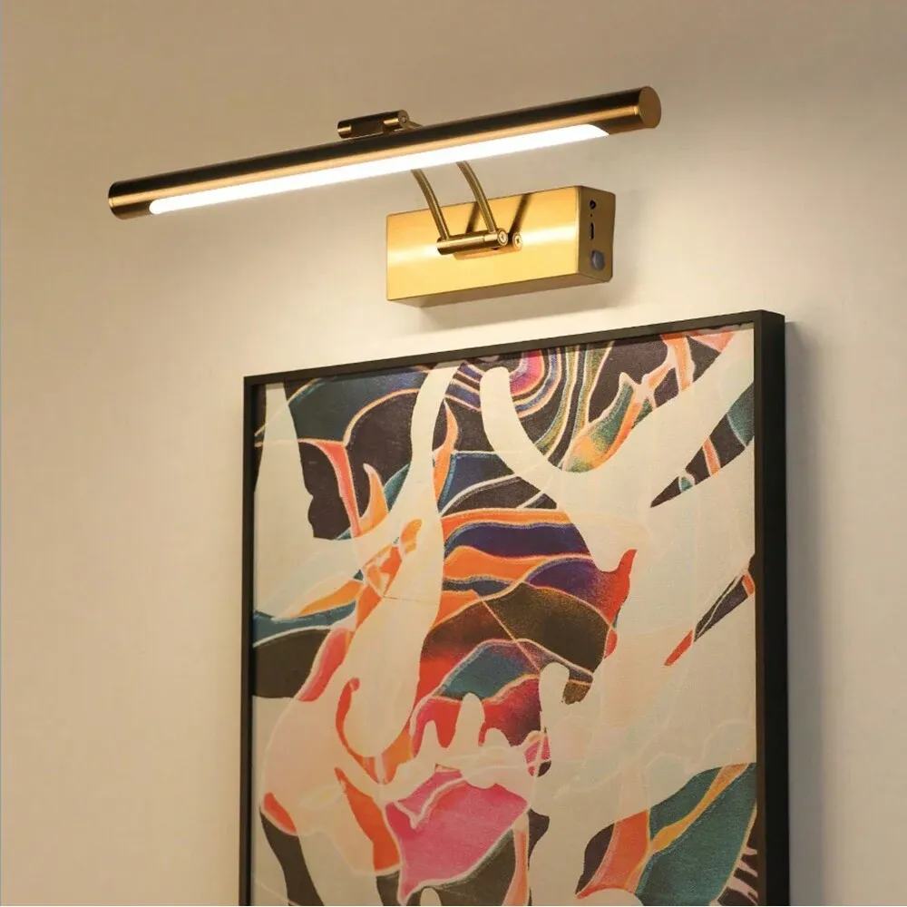Wiederaufladbare LED-Wandleuchte in Schwarz-Gold mit Dimmer
