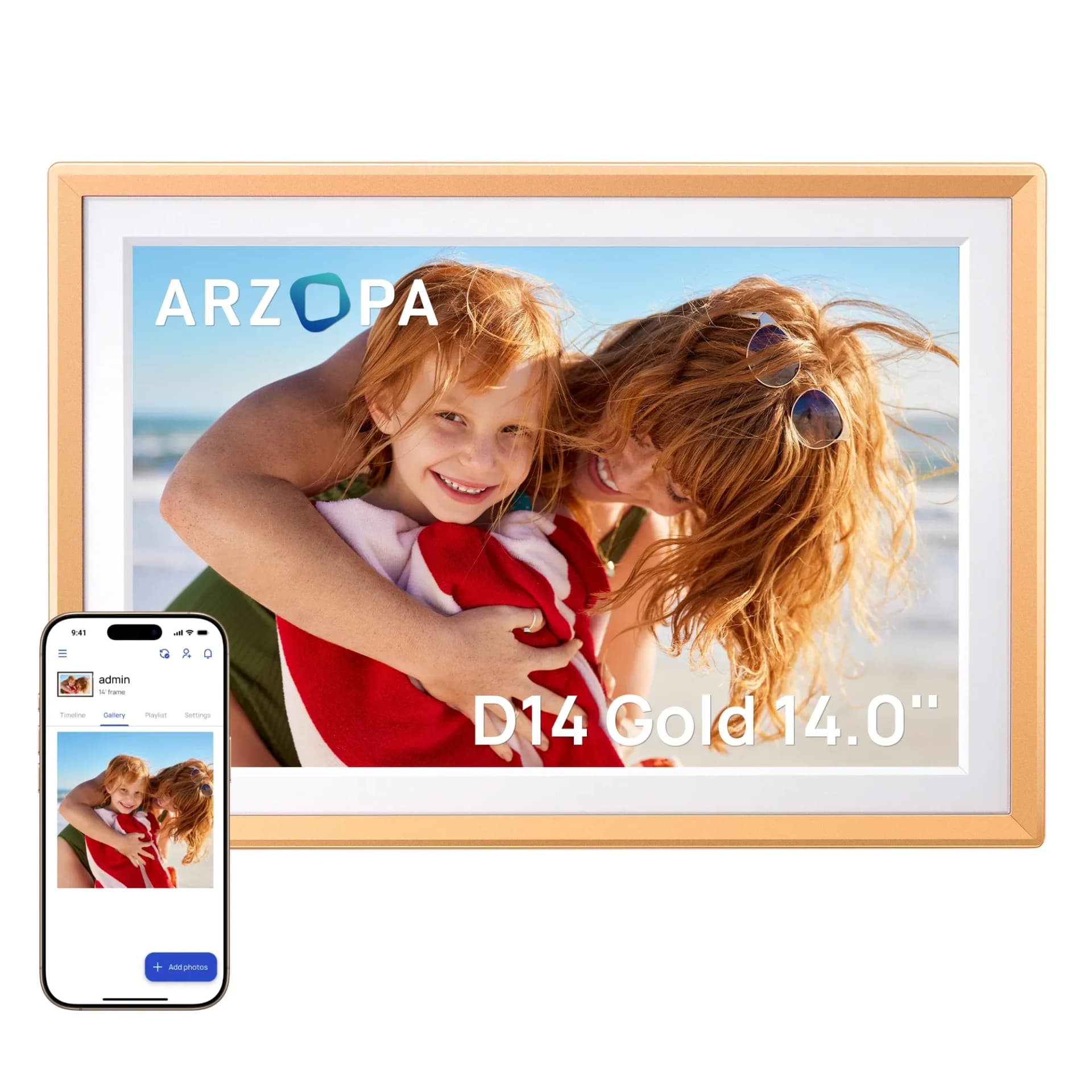 ARZOPA 14-Zoll Digitaler Bilderrahmen mit WLAN und Touch
