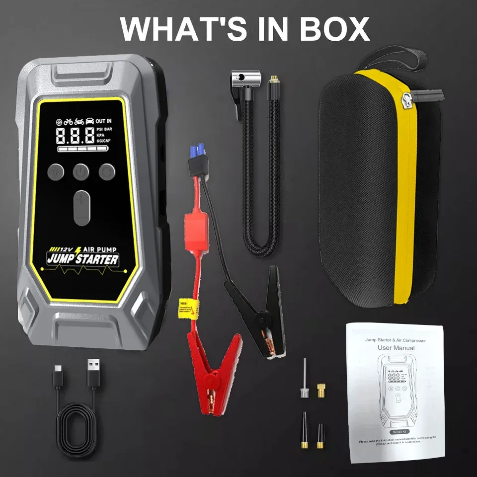 GKFLY Starthilfe-Booster mit Kompressor und LCD-Display