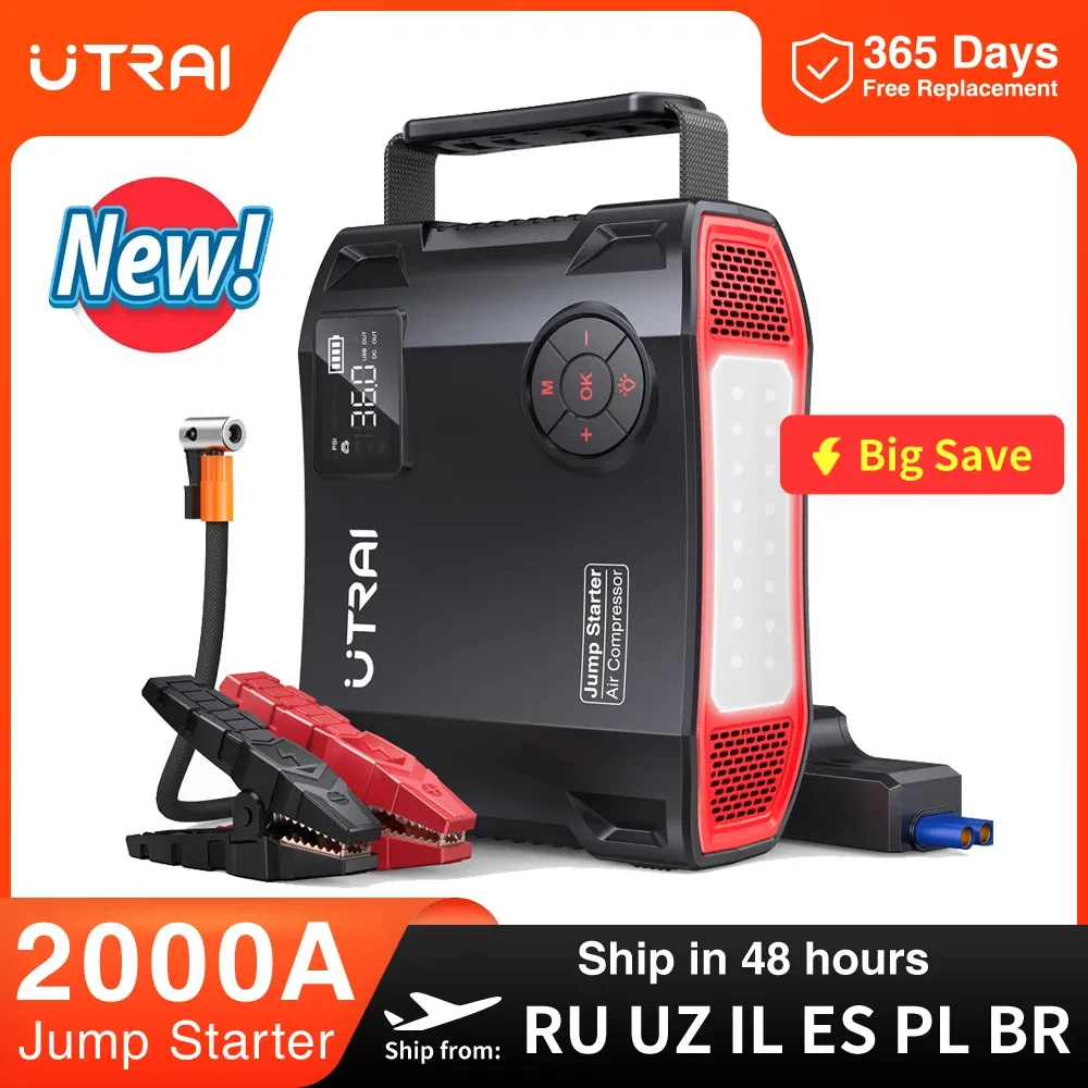 4-in-1 Starthilfe-Kompressor mit Powerbank und LED-Licht