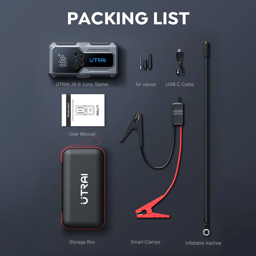 Kompakter 3-in-1 Starthilfe-Booster mit Kompressor