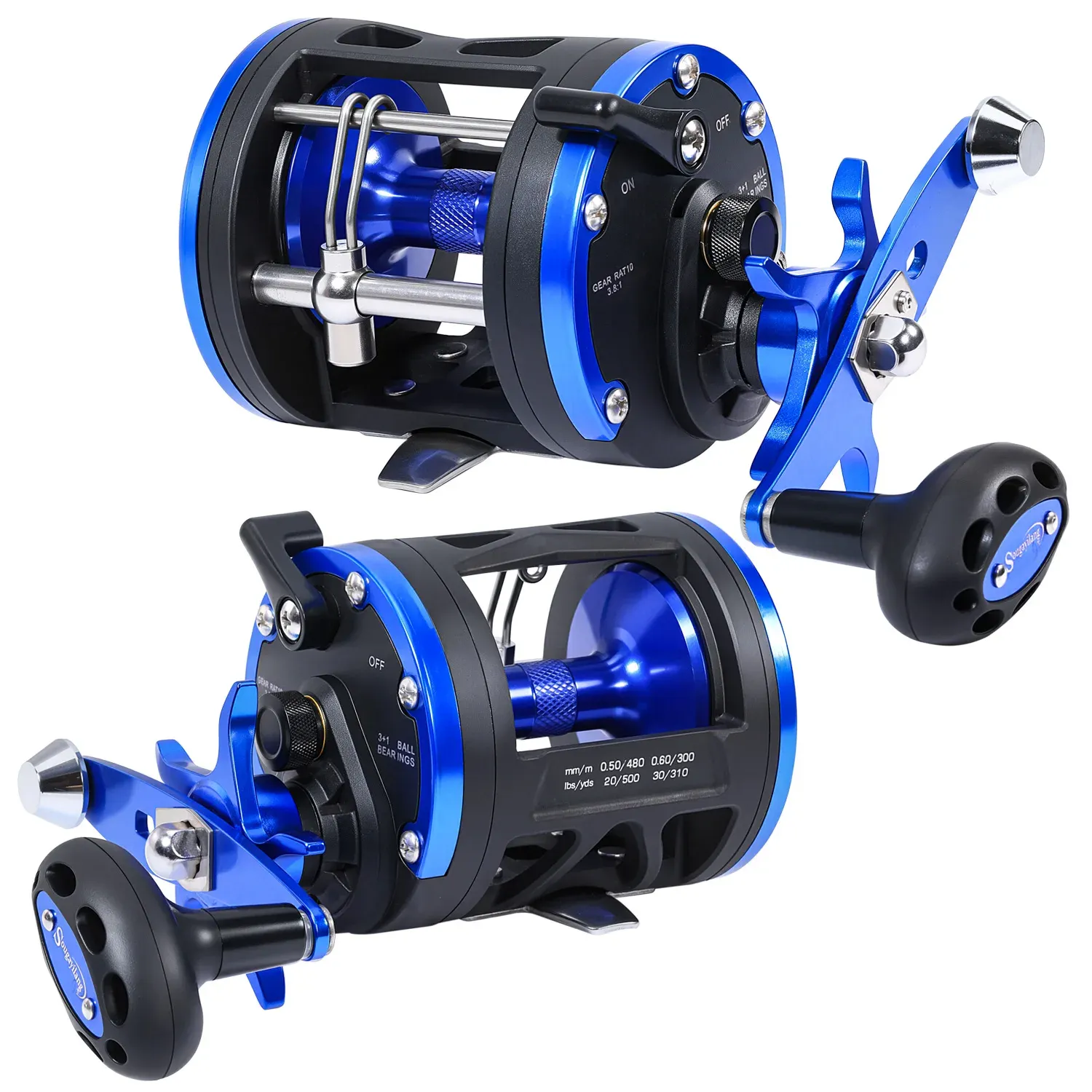 Sougayilang Trolling-Köderrolle 3.8:1 mit Metallführung