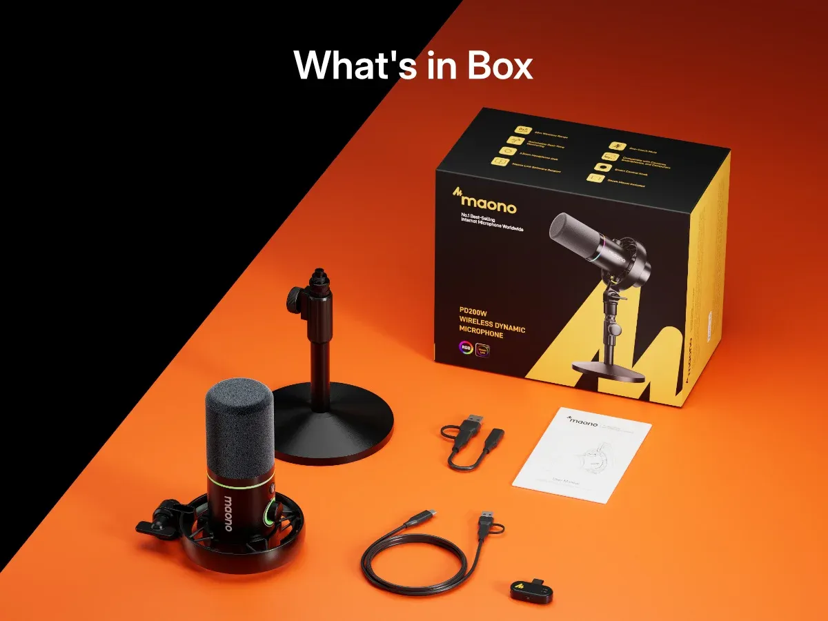 Maono PD200W Hybrid-Funkmikrofon für Podcast, Streaming und Kamera