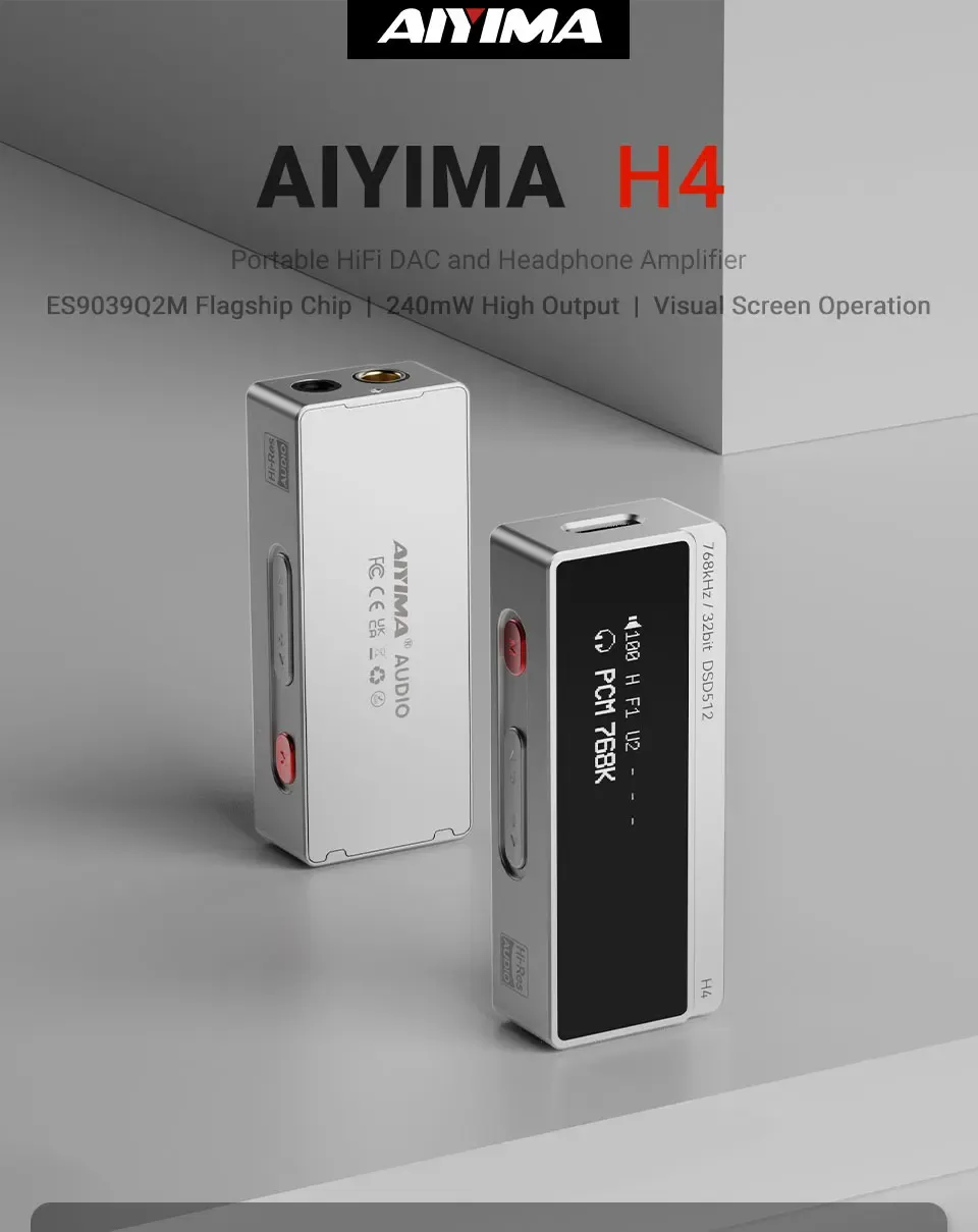 AIYIMA H4 USB-DAC und Kopfhörerverstärker mit OLED