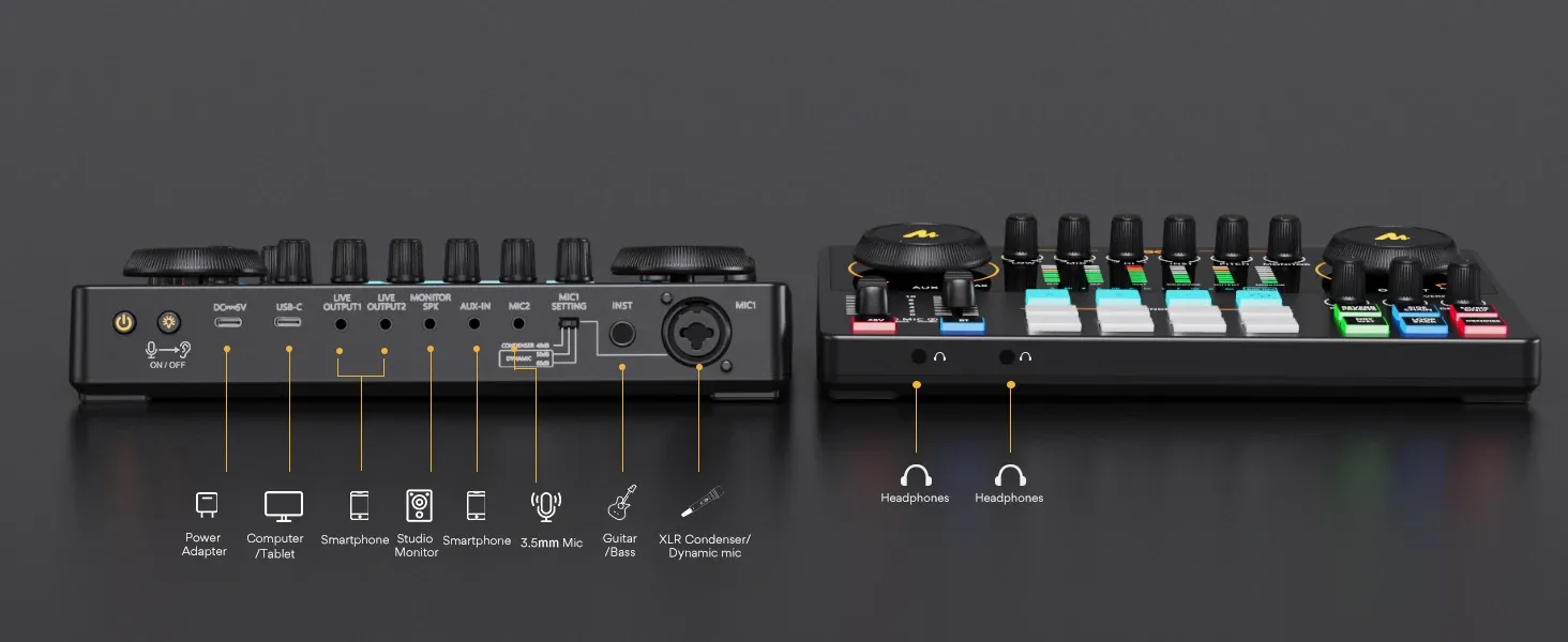 Maono AME2 Podcast-Mixer mit Audio-Interface